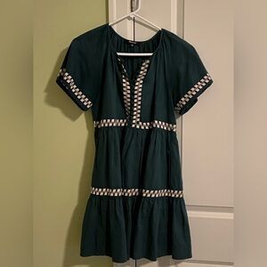 Madewell Teal Dress with Checkered Accents